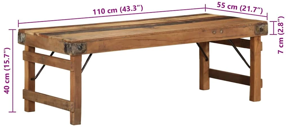 Kavos staliukas Ruda 110 x 55 x 40 cm Kietas atkurtas medis