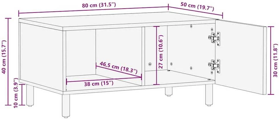 Kavos staliukas Ruda 80 x 50 x 40 cm Kietas mango medis