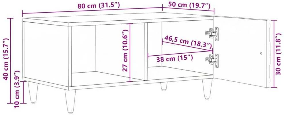 Kavos staliukas Ruda 80 x 50 x 40 cm Kietas mango medis