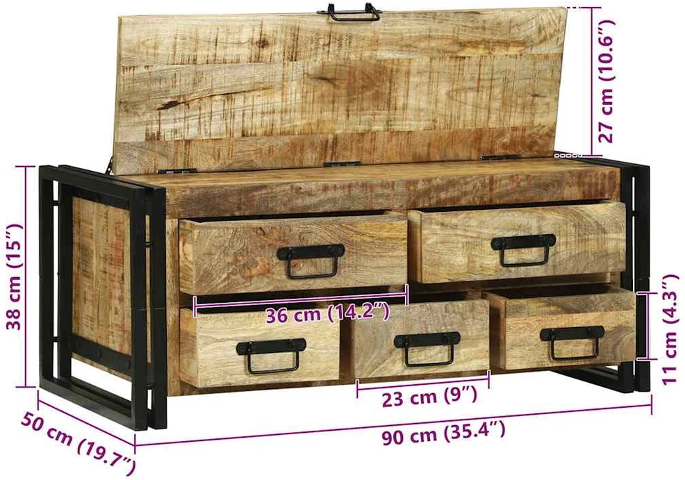 Kavos staliukas Ruda 90 x 50 x 38 cm Kietas mango medis