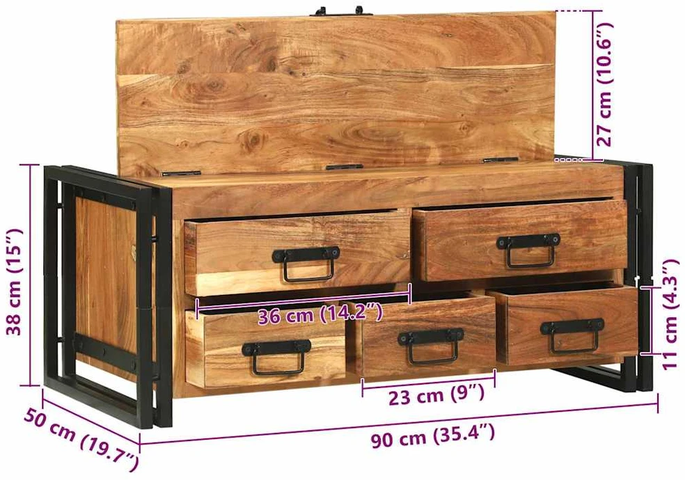 Kavos staliukas Ruda 90 x 50 x 38 cm Kietos akacijos mediena