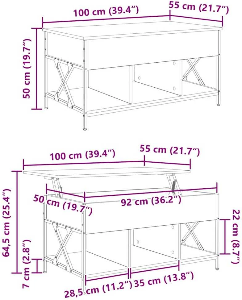Kavos staliukas Senovinis medis 100 x 55 x 48.5 cm