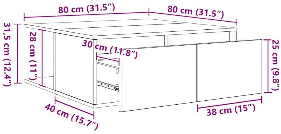 Kavos staliukas Sena mediena 80 x 80 x 31,5 cm Apdirbta mediena