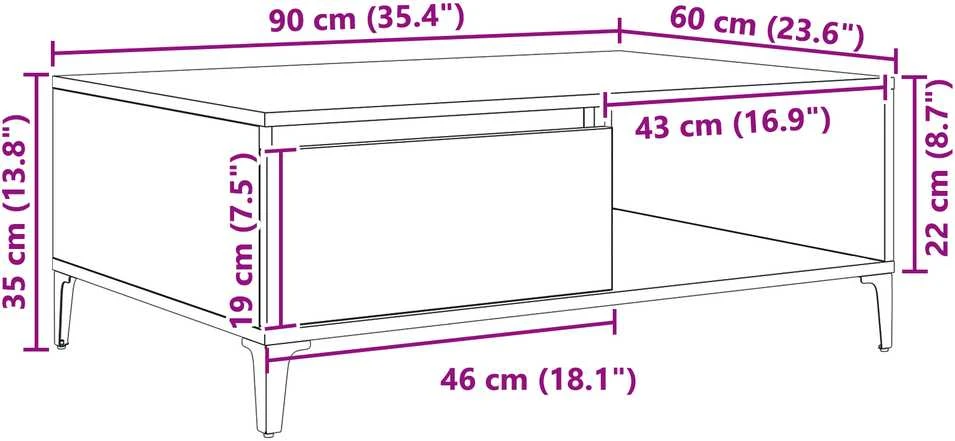 Kavos staliukas Sena mediena 90 x 60 x 35 cm Apdirbta mediena