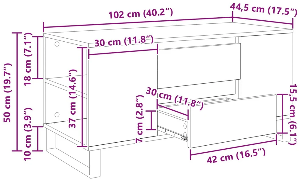Kavos staliukas Senovinis medis 102 x 44,5 x 50 cm