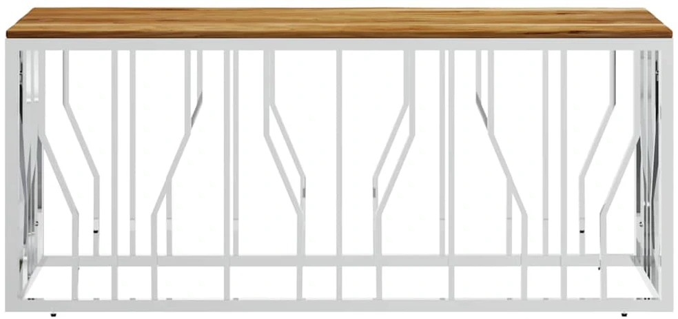 Kavos staliukas, sidabrinis, nerūdijantis plienas ir akacija