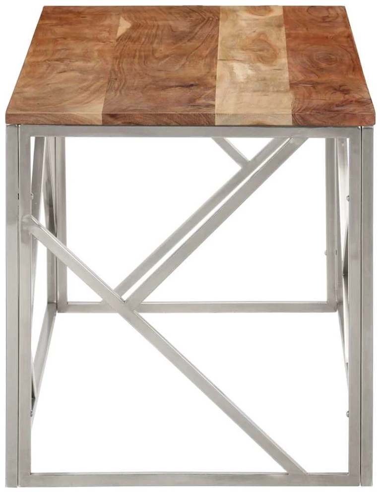 Kavos staliukas, sidabrinis, nerūdijantis plienas ir akacija