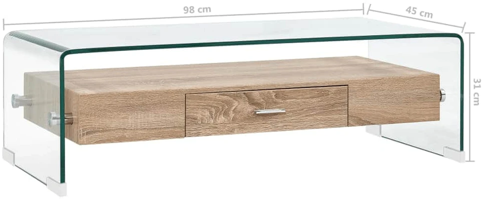 Kavos staliukas, skaidrus, 98x45x31cm, grūdintas stiklas