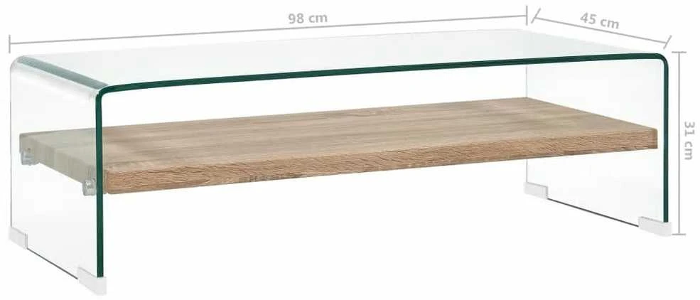 Kavos staliukas, skaidrus, 98x45x31cm, grūdintas stiklas