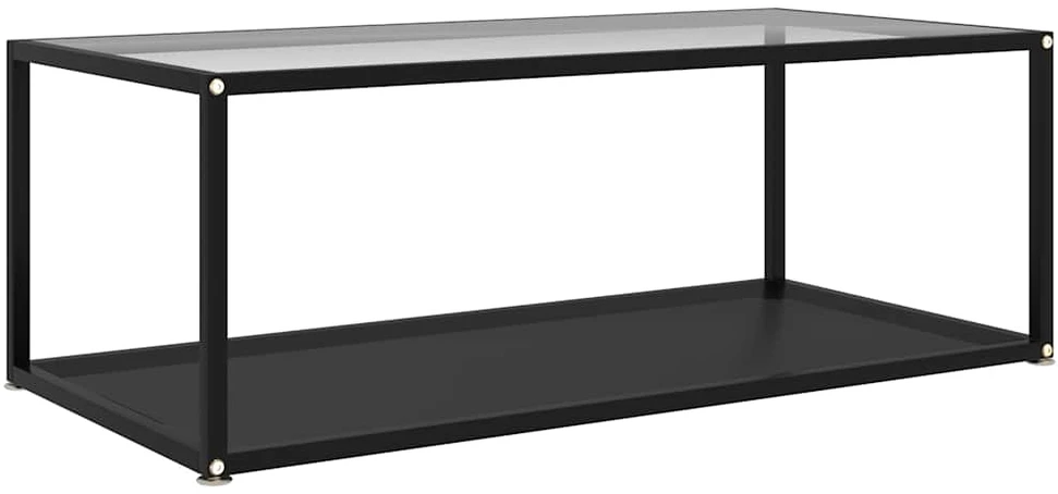 Kavos staliukas, skaidrus ir juodas, 100x50x35cm, stiklas