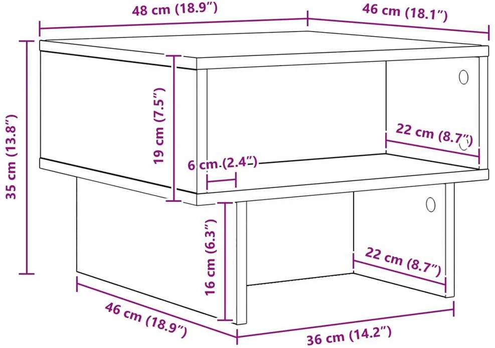 Kavos staliukas Sonoma ąžuolas 48 x 46 x 35 cm Apdirbta mediena