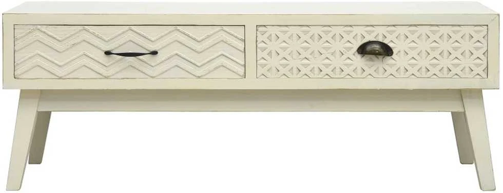 Kavos staliukas su 2 stalčiais, pilkas, 110x50x40cm, mediena