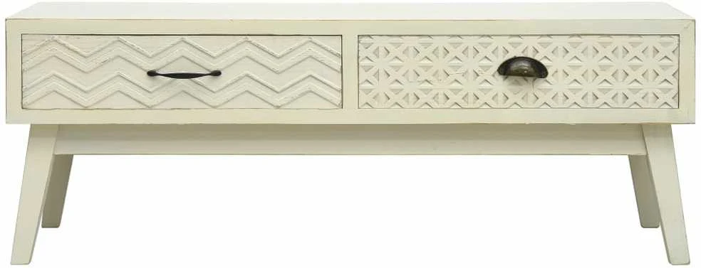 Kavos staliukas su 2 stalčiais, pilkas, 110x50x40cm, mediena
