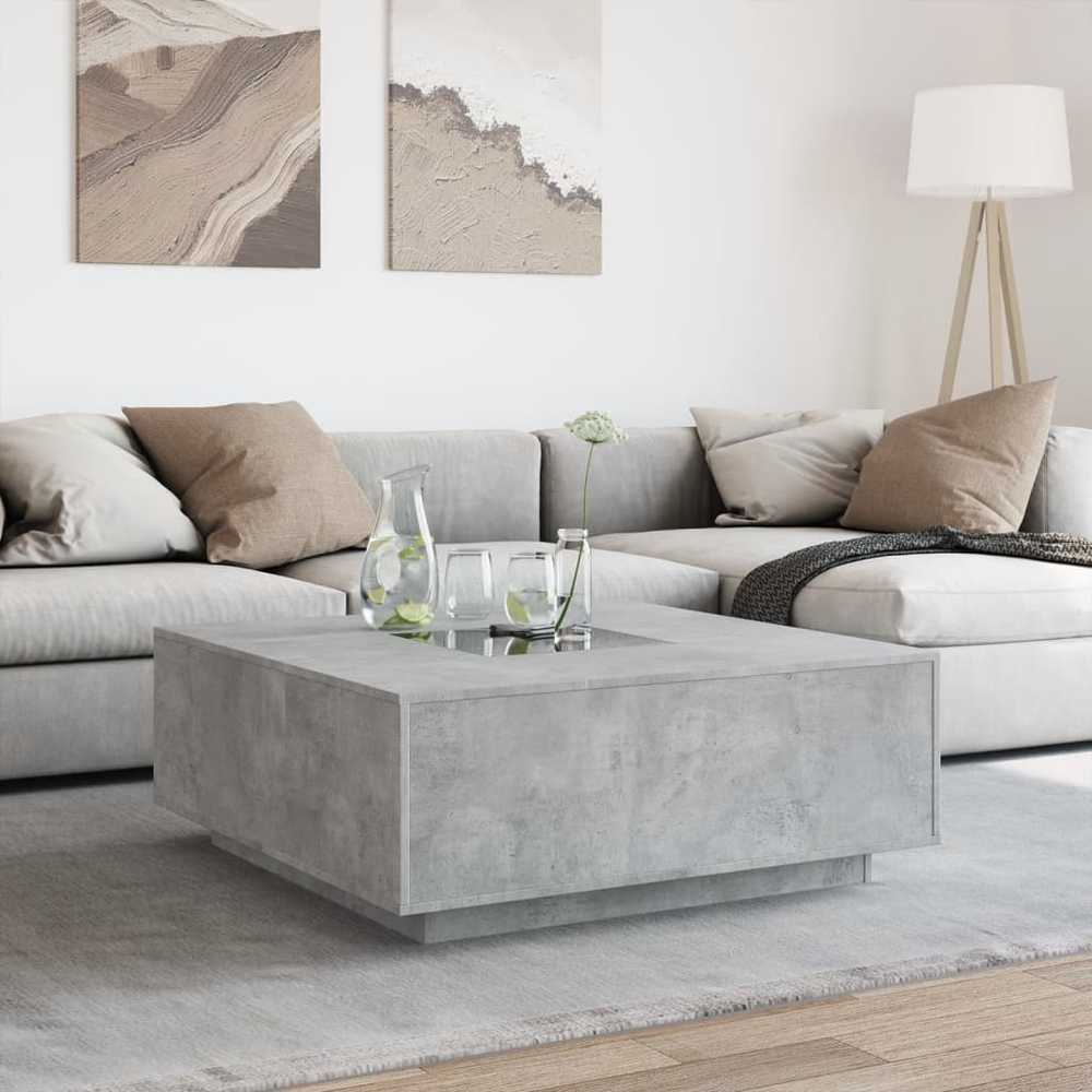 Kavos staliukas su Infinity LED, betono, 100x100x40cm