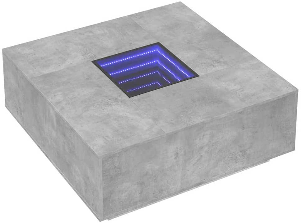 Kavos staliukas su Infinity LED, betono, 100x100x40cm