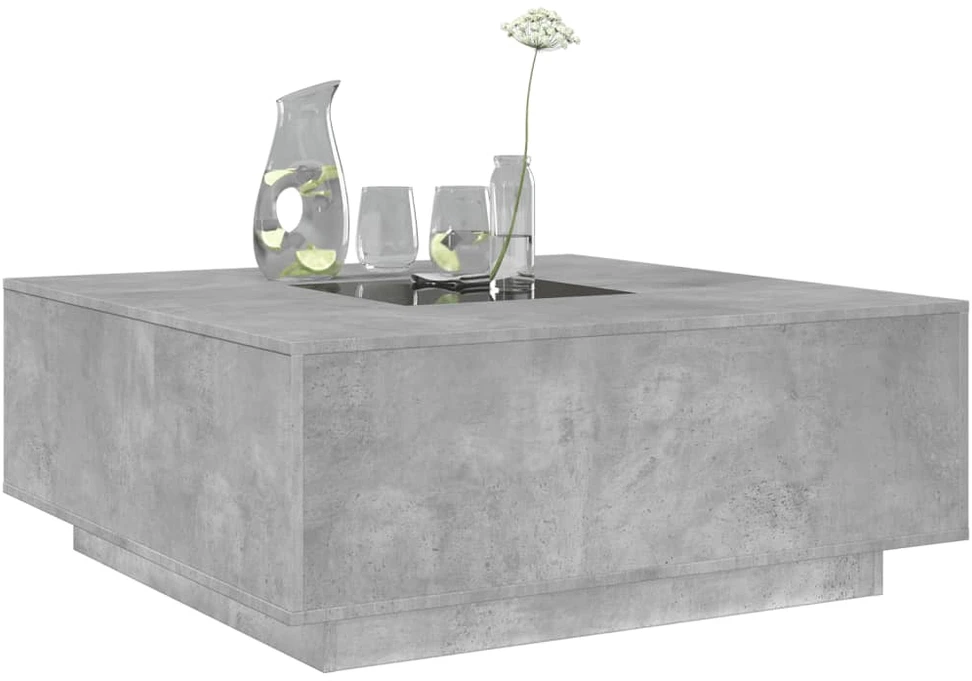 Kavos staliukas su Infinity LED, betono, 100x100x40cm