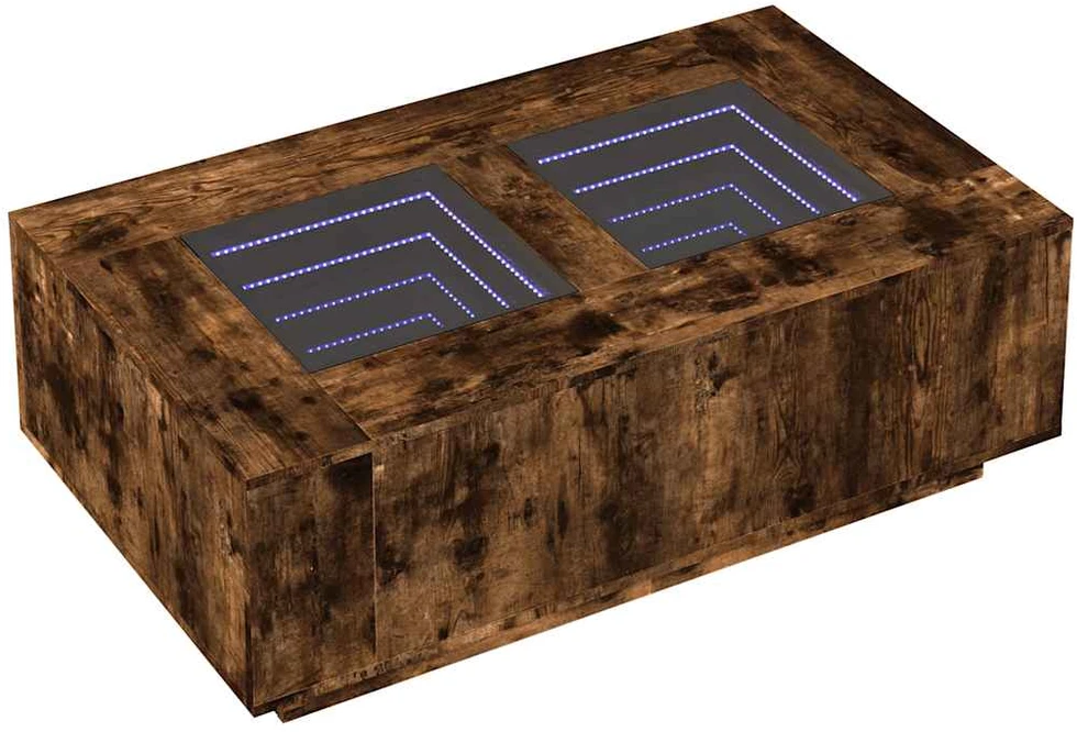 Kavos staliukas su Infinity LED, dūminio ąžuolo, 116x69x40cm