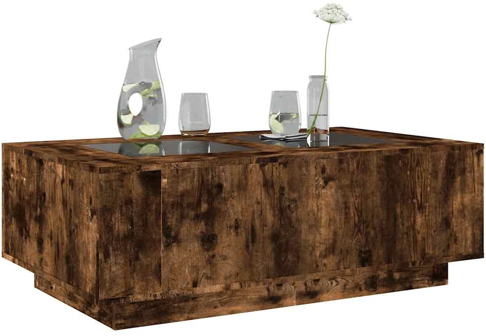 Kavos staliukas su Infinity LED, dūminio ąžuolo, 116x69x40cm