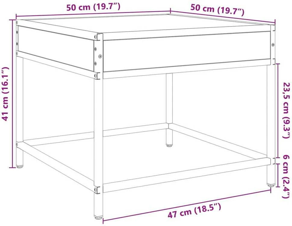 Kavos staliukas su Infinity LED lemputėmis, pilkas, 50x50x41cm