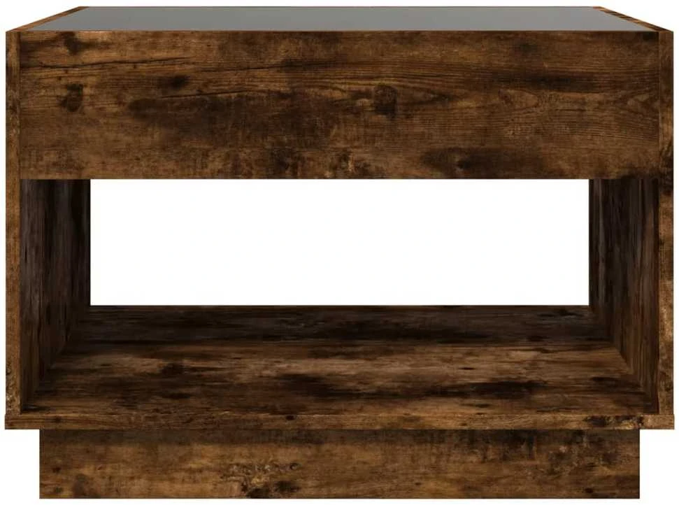 Kavos staliukas su Infinity LED lemputėmis, dūminis, 70x50x50cm