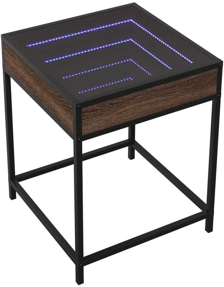 Kavos staliukas su Infinity LED lemputėmis, rudas, 40x40x51cm