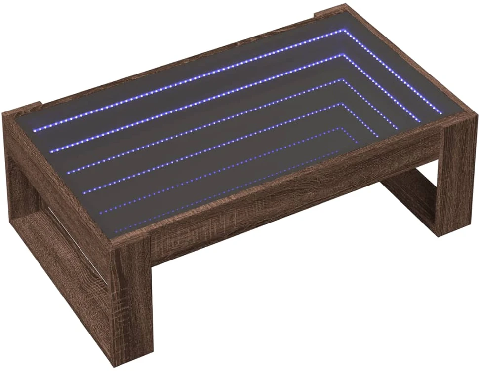 Kavos staliukas su Infinity LED lemputėmis, rudas, 90x53x30cm