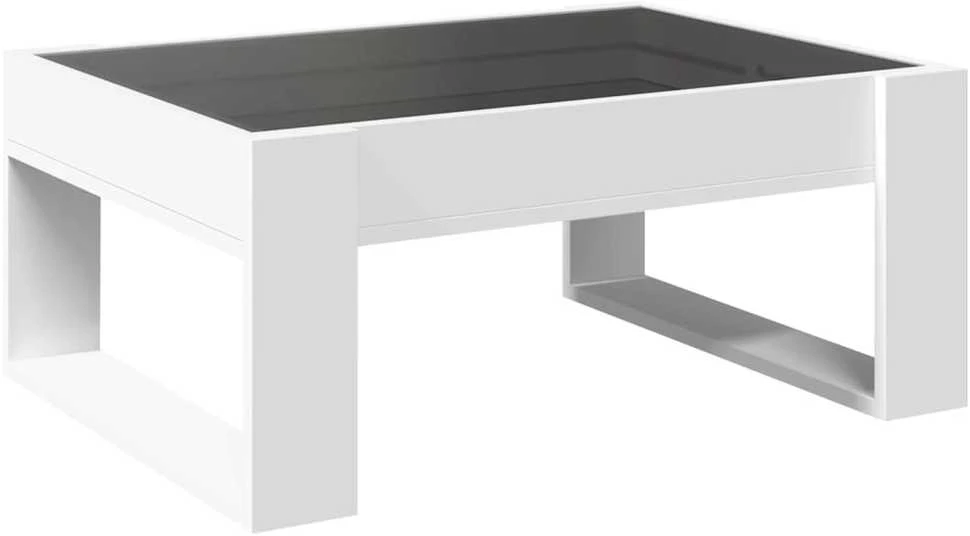 Kavos staliukas su Infinity LED lemputėmis, baltas, 70x53x30cm