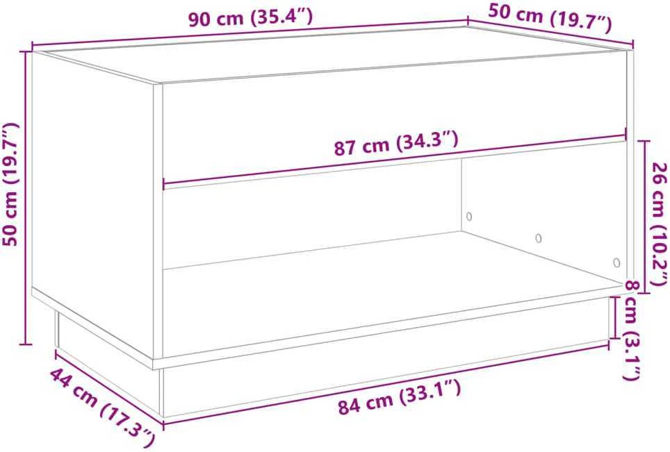 Kavos staliukas su Infinity LED lemputėmis, betono, 90x50x50cm