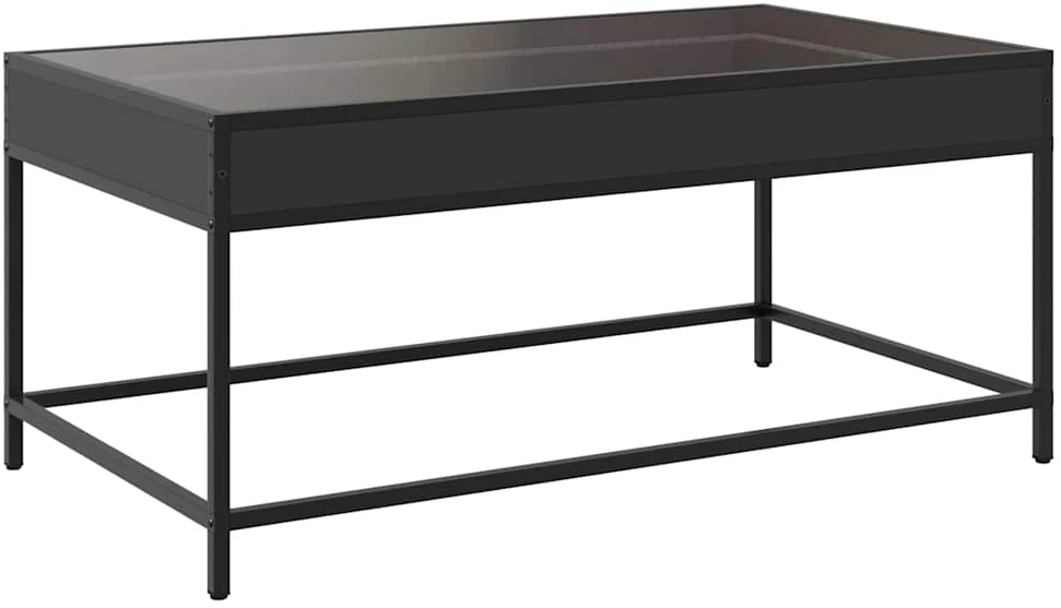 Kavos staliukas su Infinity LED lemputėmis, juodas, 90x50x41cm