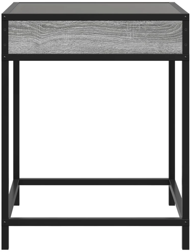 Kavos staliukas su Infinity LED lemputėmis, pilkas, 40x40x51cm