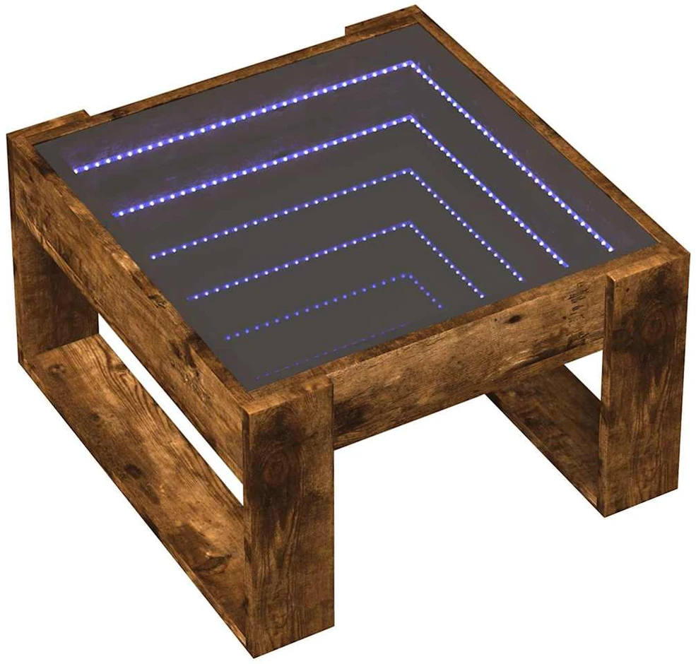 Kavos staliukas su Infinity LED lemputėmis, dūminis, 50x53x30cm