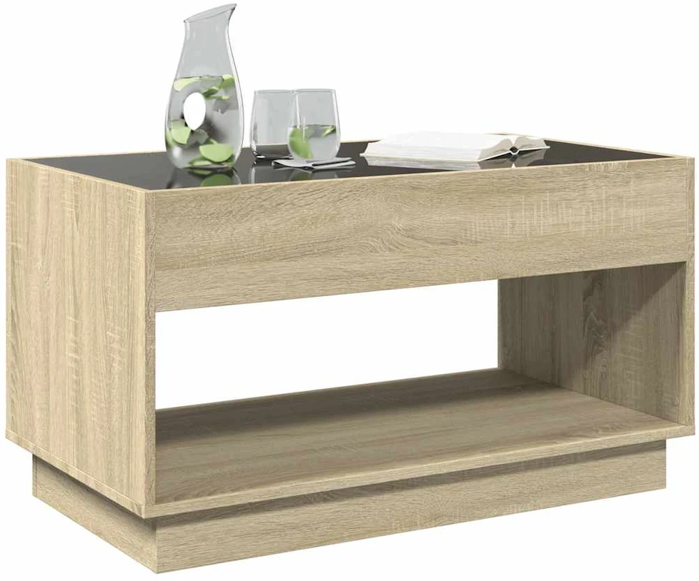 Kavos staliukas su Infinity LED lemputėmis, ąžuolo, 90x50x50cm