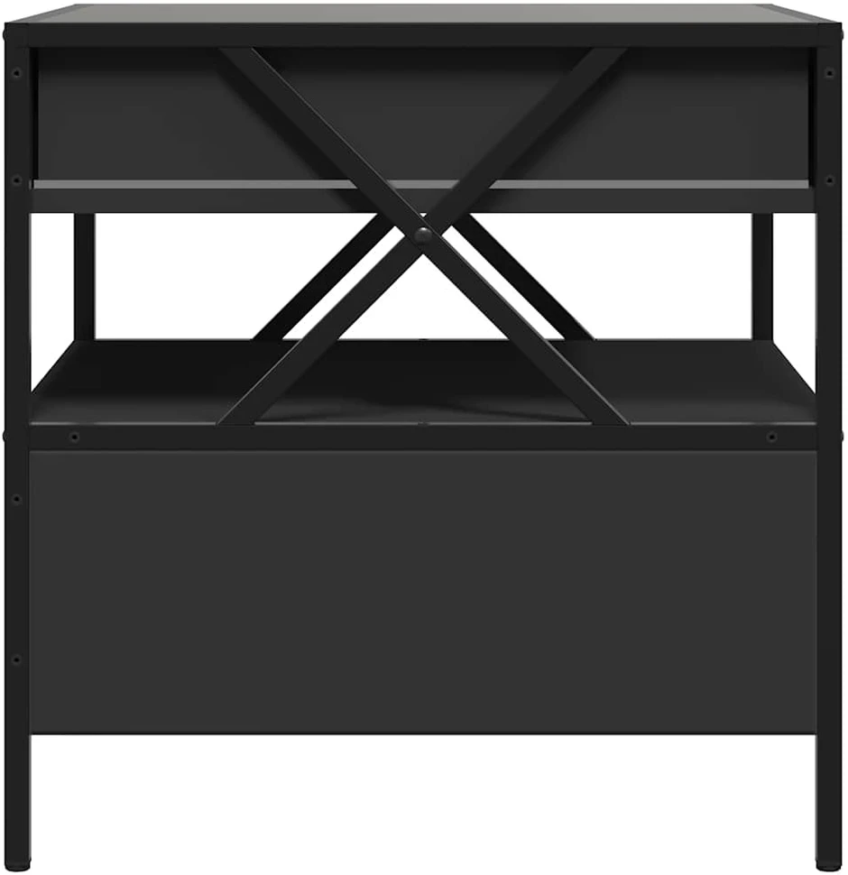 Kavos staliukas su Infinity LED lemputėmis, juodas, 50x50x51cm