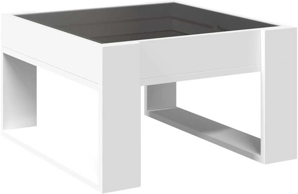 Kavos staliukas su Infinity LED lemputėmis, baltas, 50x53x30cm