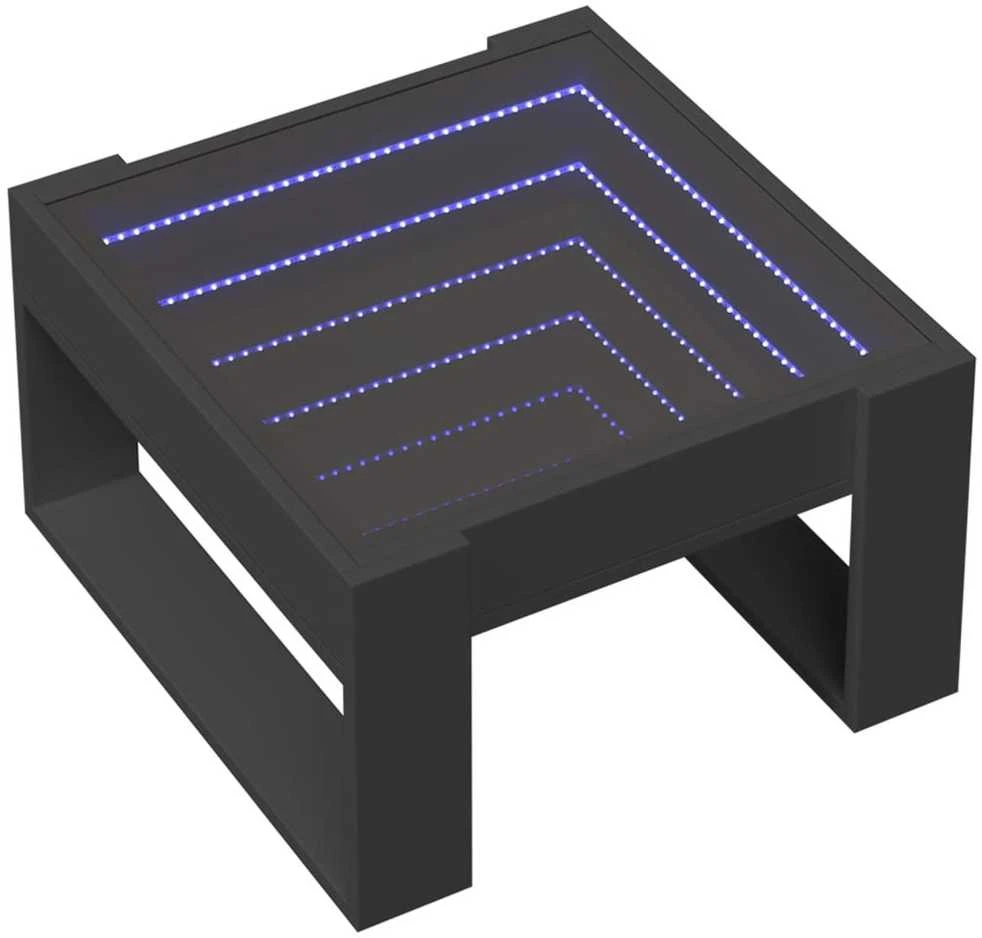 Kavos staliukas su Infinity LED lemputėmis, juodas, 50x53x30cm