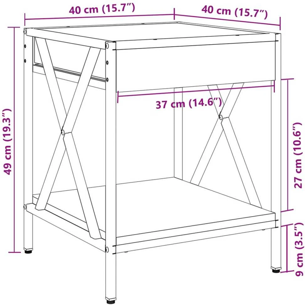 Kavos staliukas su Infinity LED lemputėmis, pilkas, 40x40x49cm