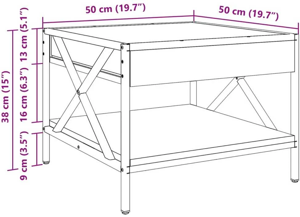 Kavos staliukas su Infinity LED lemputėmis, ąžuolo, 50x50x38cm
