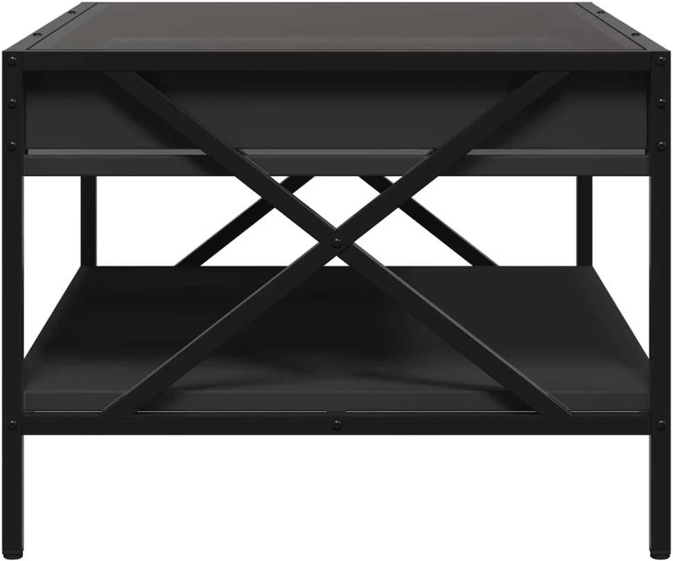 Kavos staliukas su Infinity LED lemputėmis, juodas, 70x50x38cm