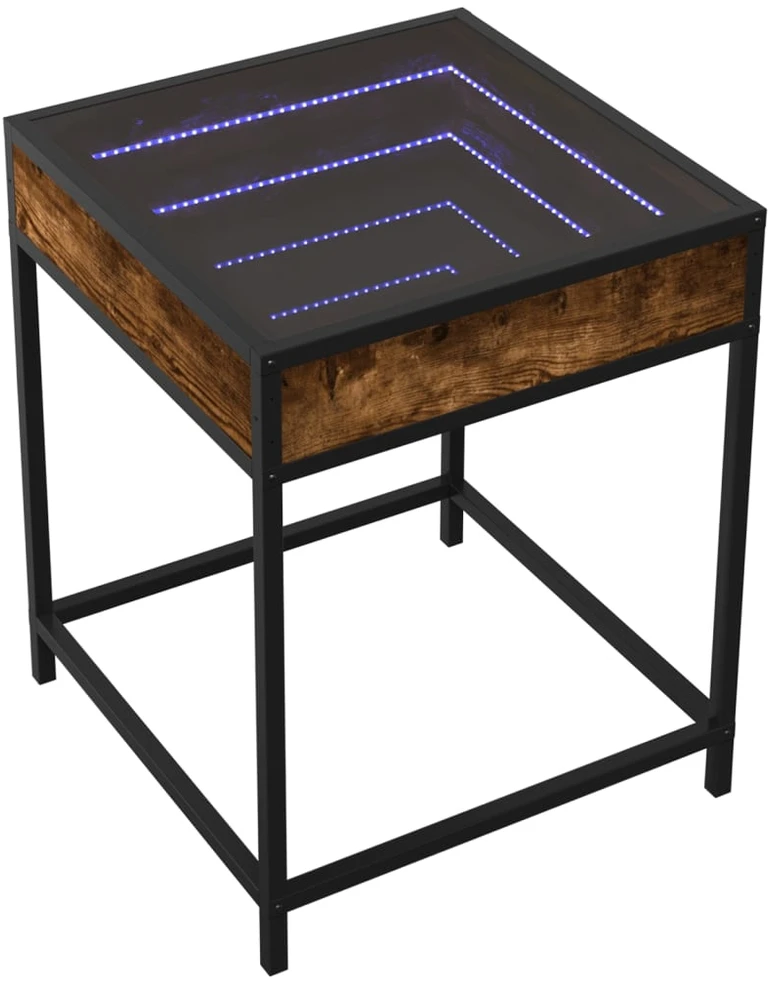 Kavos staliukas su Infinity LED lemputėmis, dūminis, 40x40x51cm