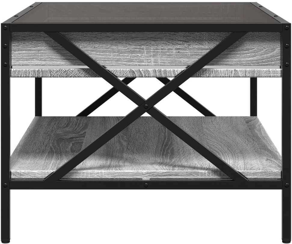 Kavos staliukas su Infinity LED lemputėmis, pilkas, 70x50x38cm