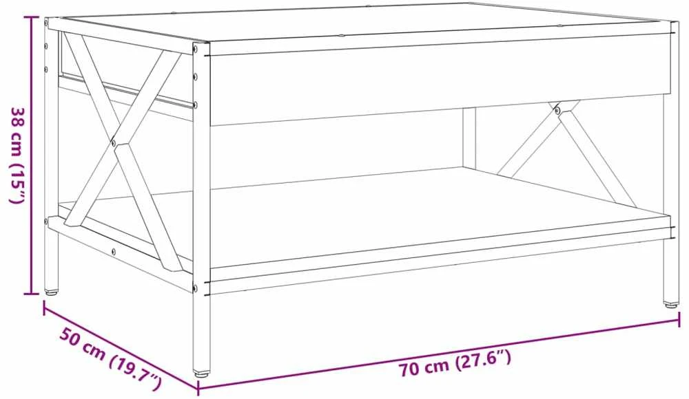Kavos staliukas su Infinity LED lemputėmis, dūminis, 70x50x38cm