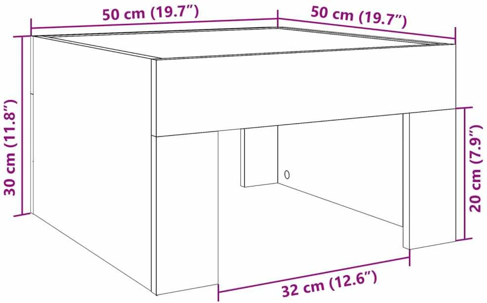 Kavos staliukas su Infinity LED lemputėmis, rudas, 50x50x30cm