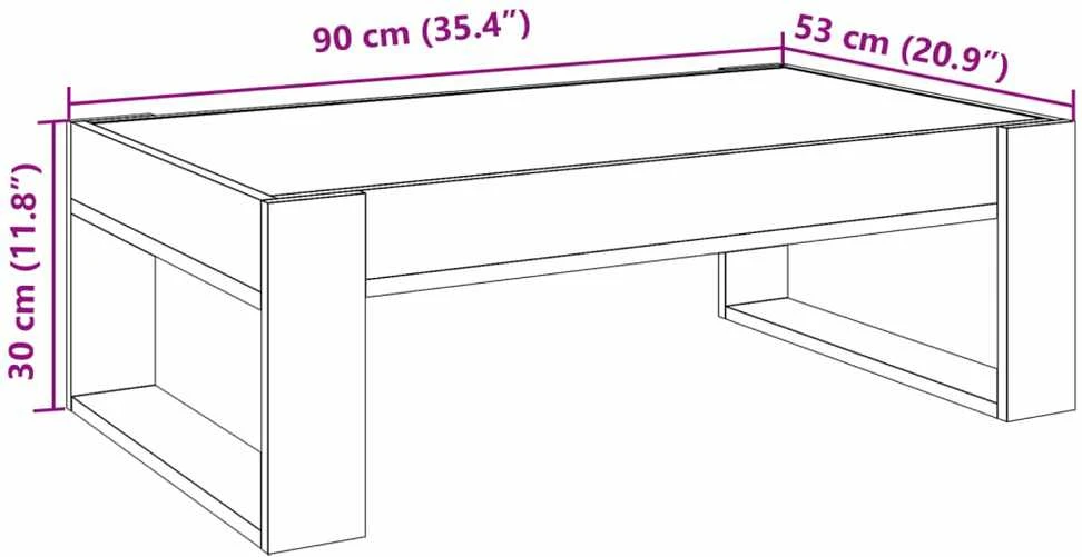 Kavos staliukas su Infinity LED lemputėmis, pilkas, 90x53x30cm