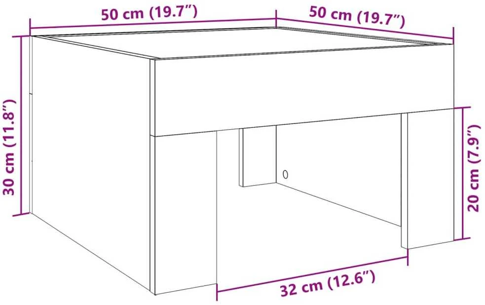 Kavos staliukas su Infinity LED lemputėmis, ąžuolo, 50x50x30cm
