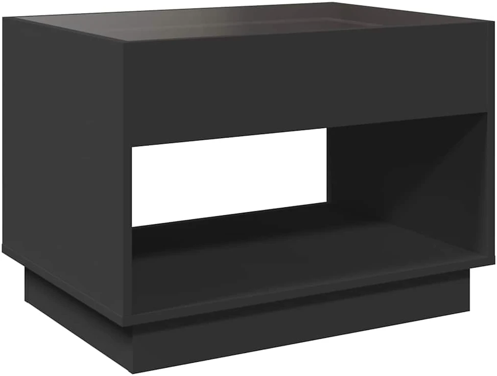 Kavos staliukas su Infinity LED lemputėmis, juodas, 70x50x50cm