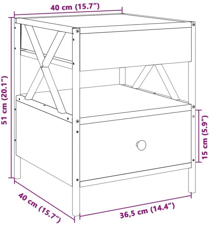 Kavos staliukas su Infinity LED lemputėmis, rudas, 40x40x51cm