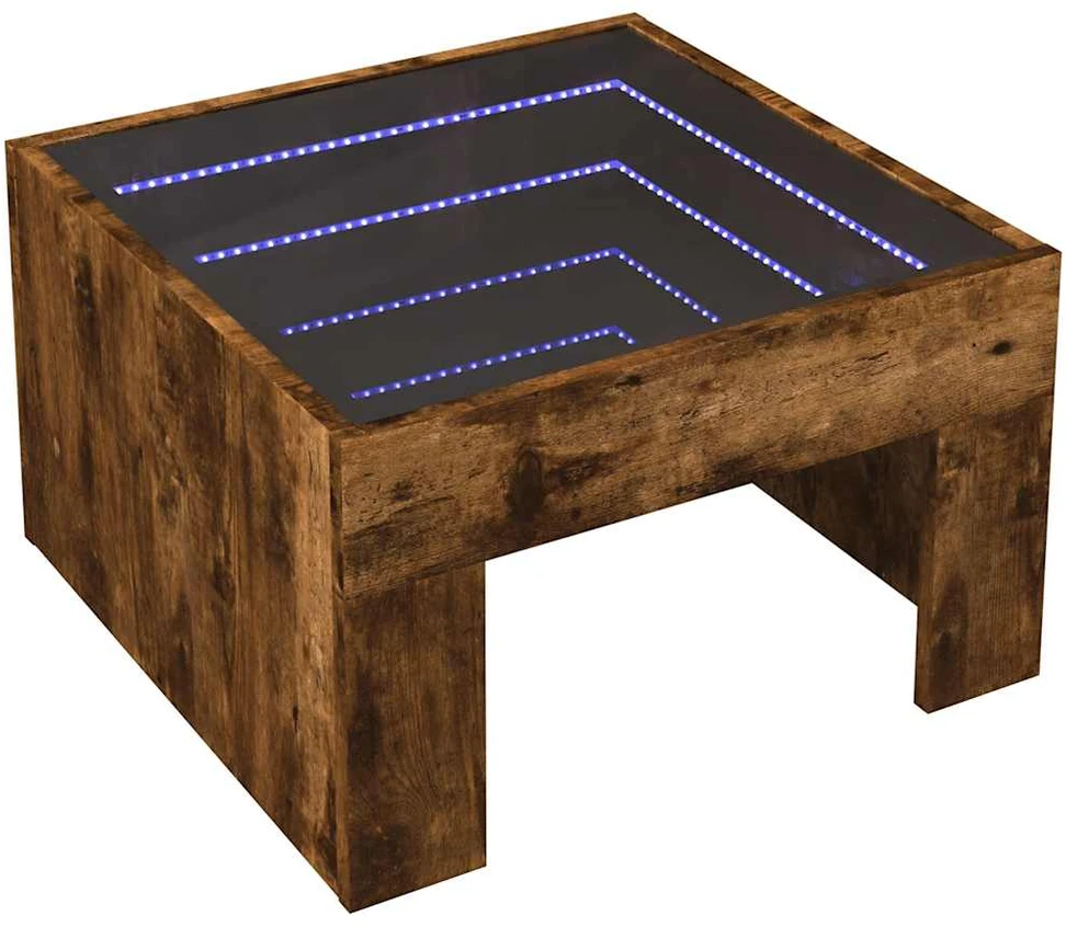 Kavos staliukas su Infinity LED lemputėmis, dūminis, 50x50x30cm