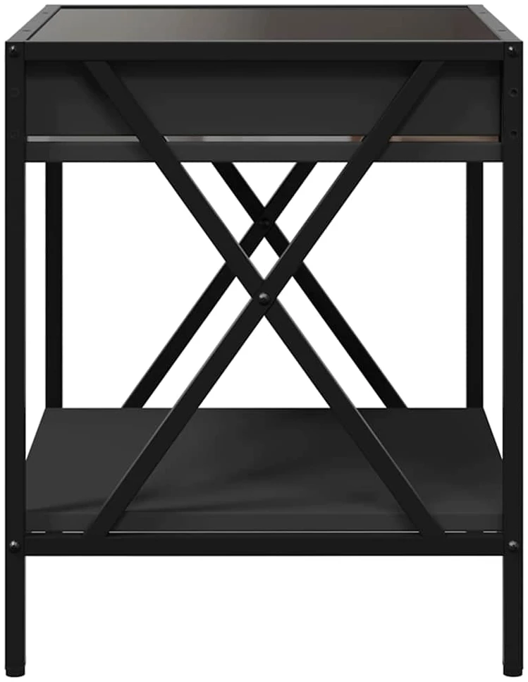 Kavos staliukas su Infinity LED lemputėmis, juodas, 40x40x49cm