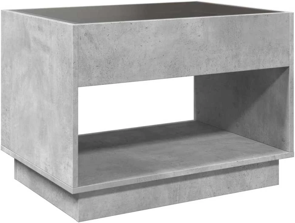 Kavos staliukas su Infinity LED lemputėmis, betono, 70x50x50cm