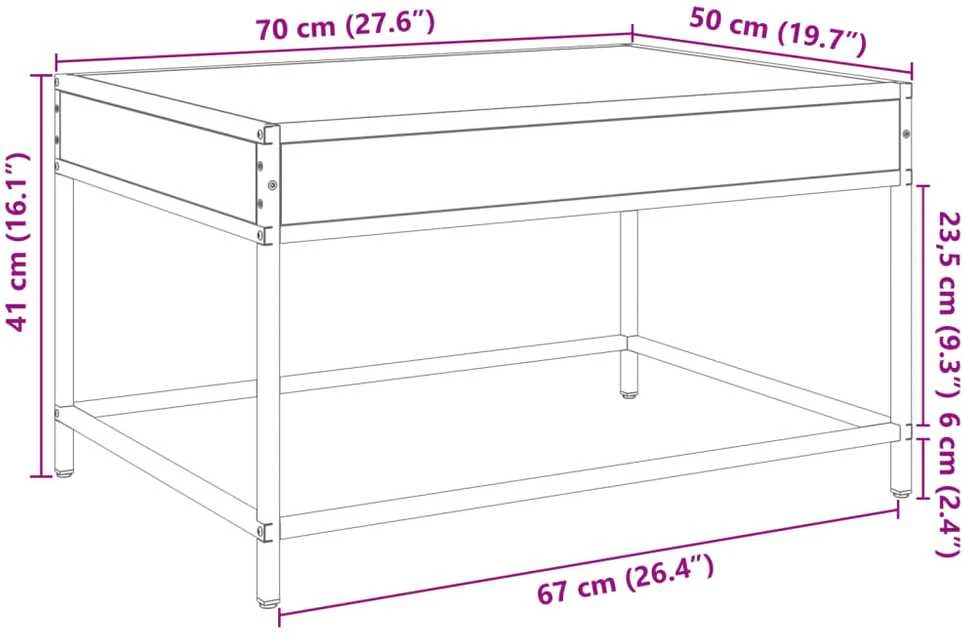 Kavos staliukas su Infinity LED lemputėmis, rudas, 70x50x41cm